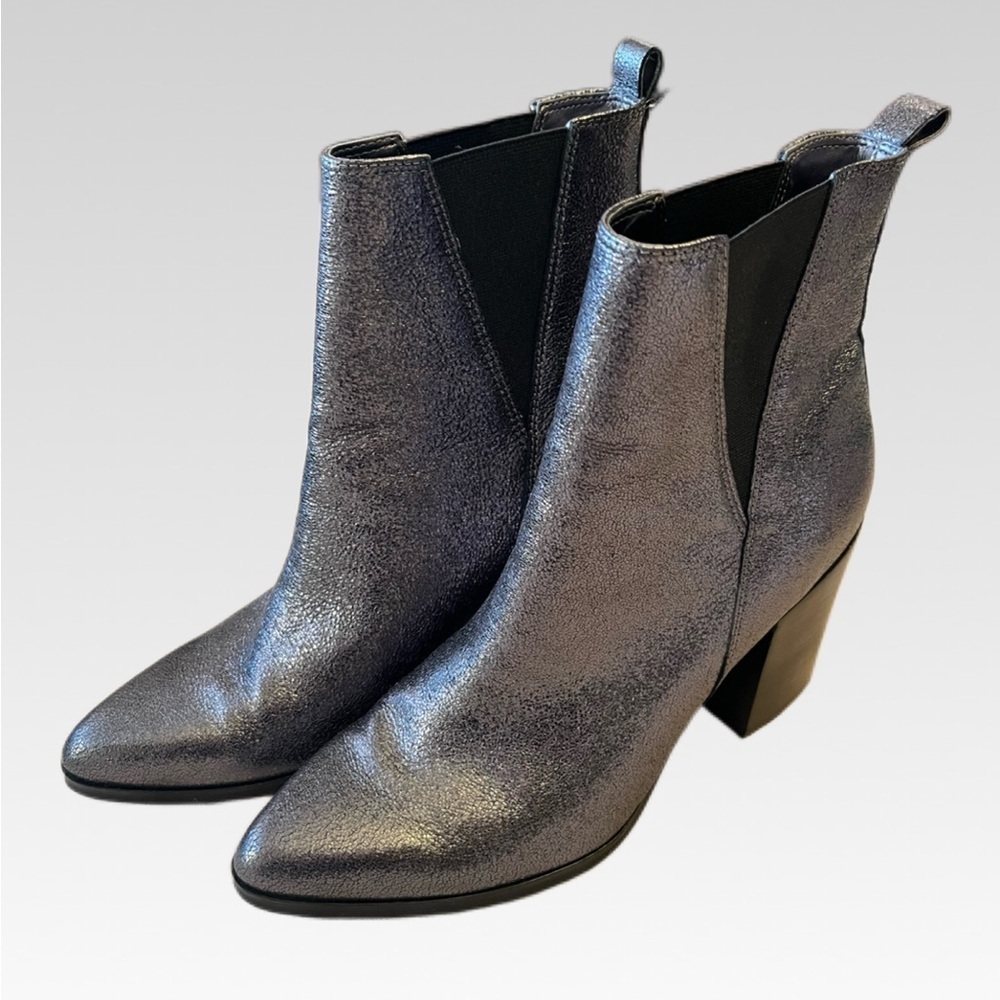 Ivanka Trump Shimmering Silver Ankle Booties size 7.5